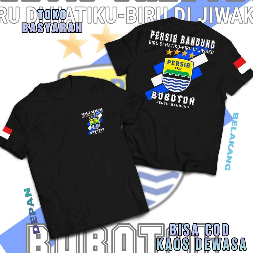 KAOS BOBOTOH PERSIB - TSHIRT DISTRO KASUAL PERSIB BIRU DIHATIKU - BAJU ATASAN PERSIB JUARA