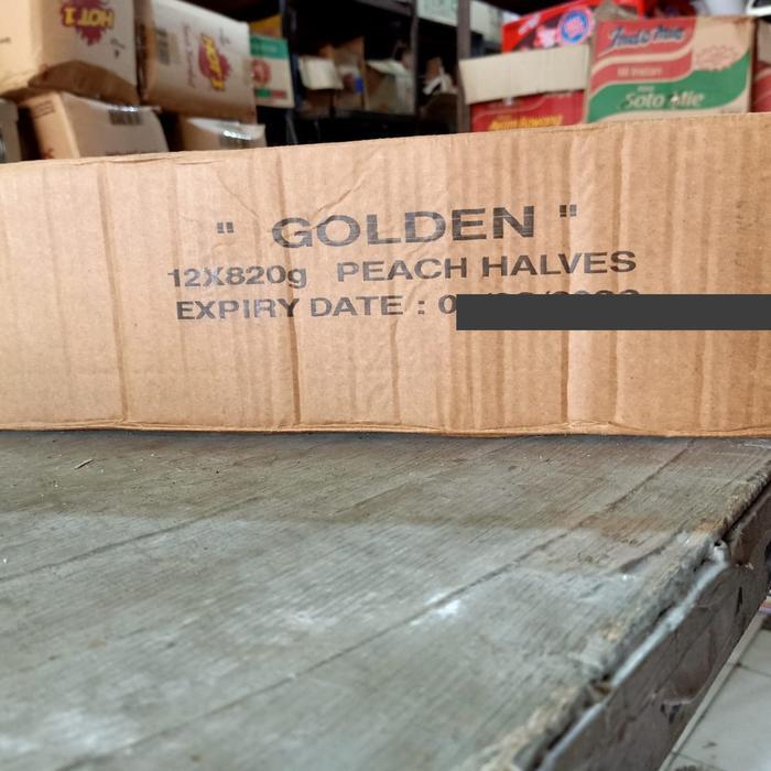 

Golden Peach Halves in Heavy Syrup / Persik Kaleng 820 gr x 12 Kaleng per dus