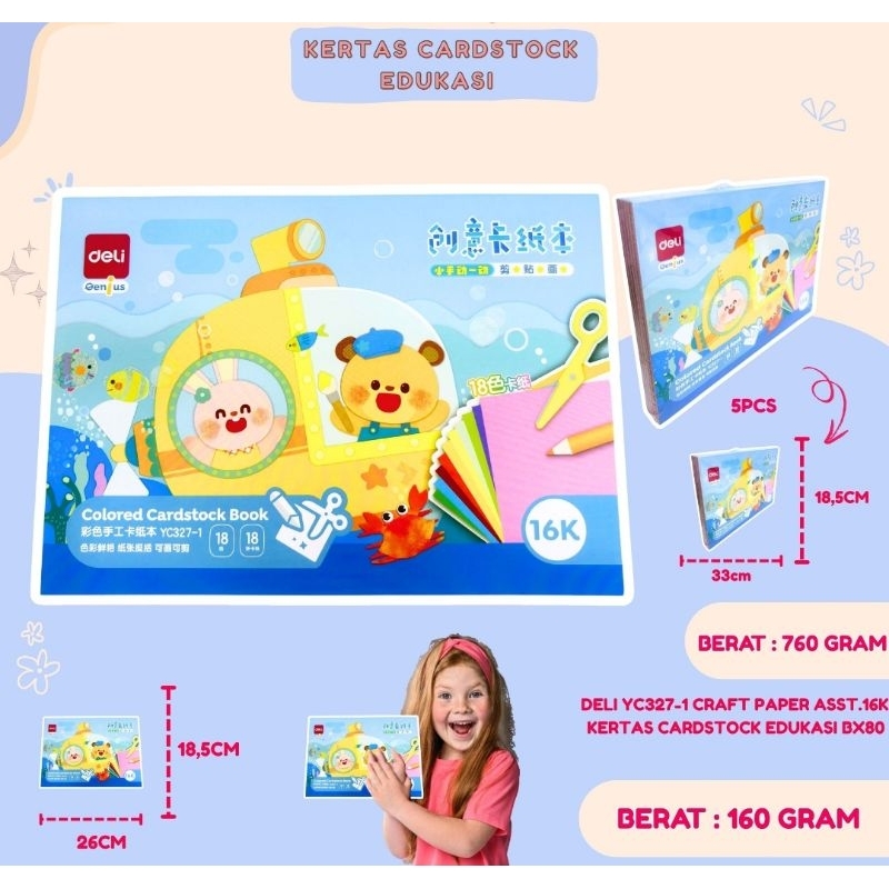 

Deli Craft paper Asst 16K kertas Cardstock edukasi kertas warna warni