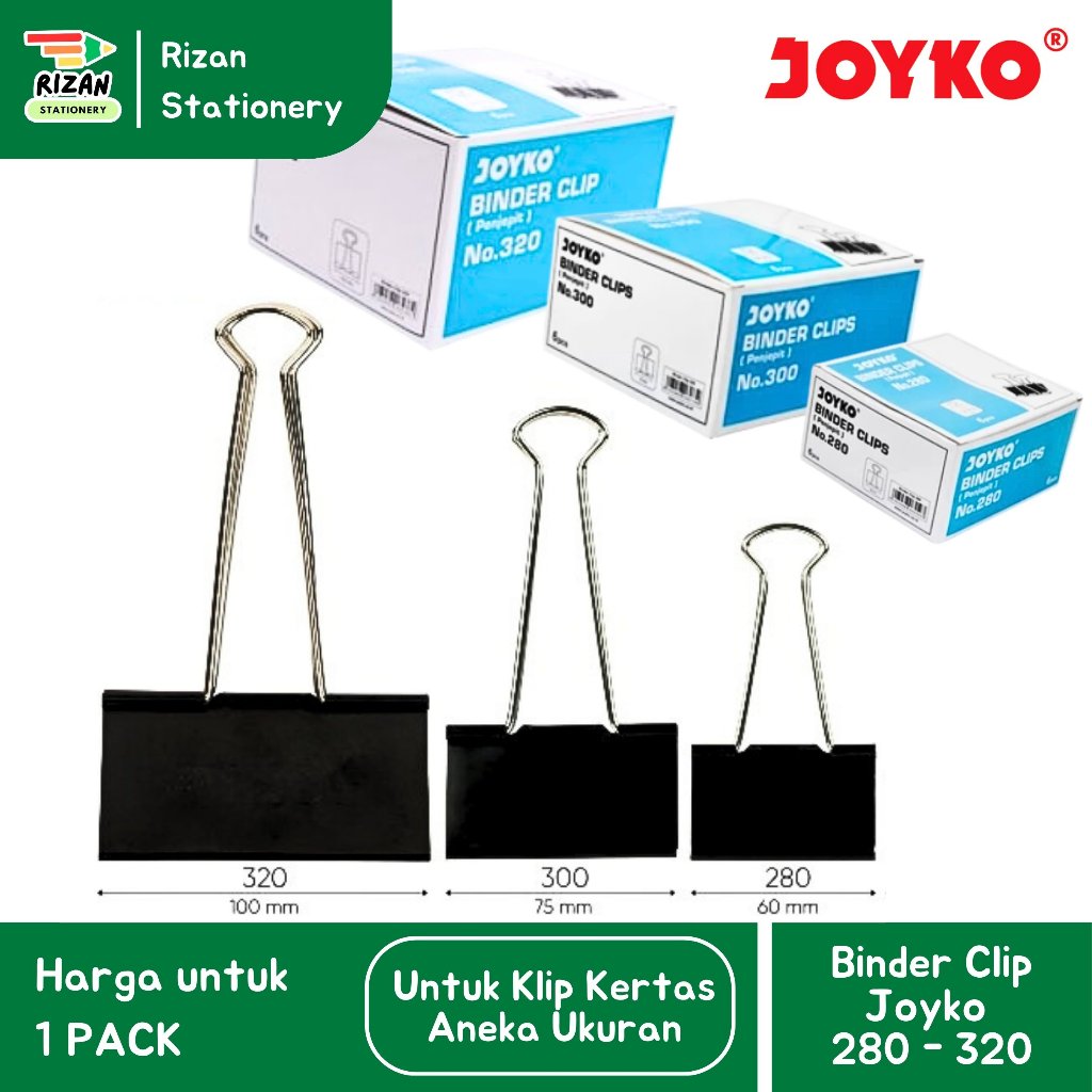 

[1 PACK / 6 PCS] Binder Clip Besar / Klip Penjepit Kertas Besar JOYKO Aneka Ukuran 280 - 320