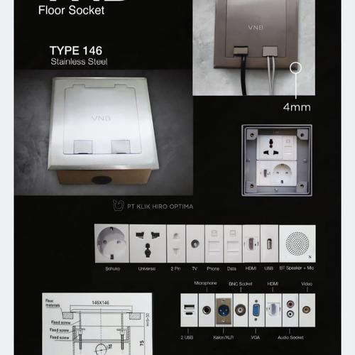 Stop Kontak/Stopkontak Lantai VNB 146 (stopkontak+HDMI+Audio+LAN)