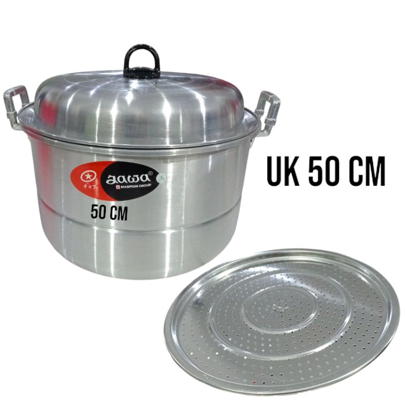 Dandang Kukus Nasi + Sarangan Uk 50 cm (Panci Kukusan Aluminium / Streamer Maspion Jawa)