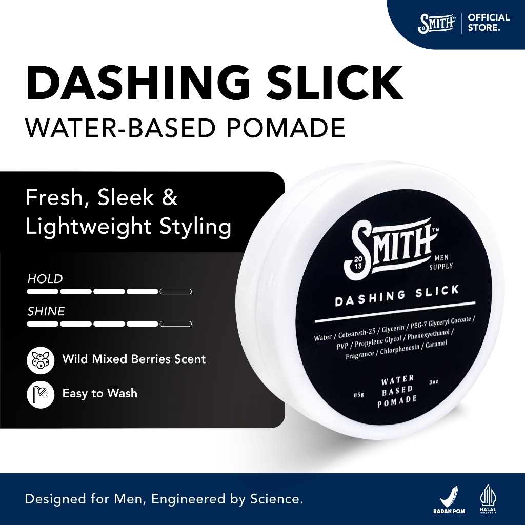 Smith Men Supply - Dashing Slick Hair Pomade Water Based 85gr | Pomade Rambut Pria | Minyak Rambut P