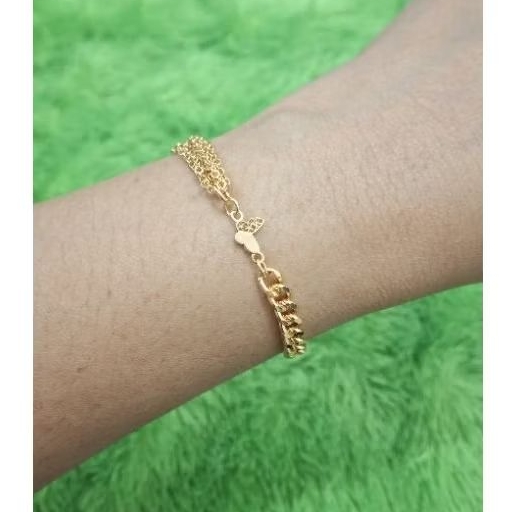 Gelang Rantai Titanium Variasi Emas Kupu 0,2gram Semar Nusantara