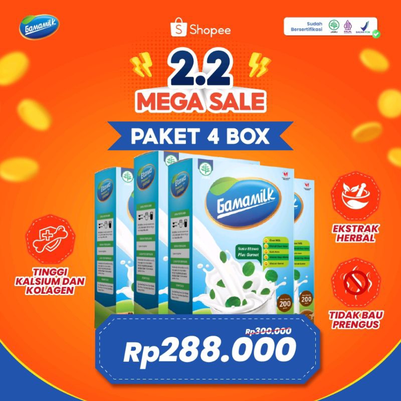 

GAMAMILK 4 BOX - SUSU ETAWA Dengan Ekstrak Gamat dan Ekstrak Daun Kelor