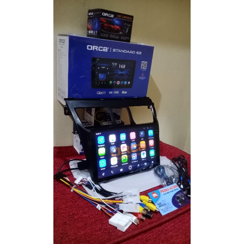 Paket Android ORCA Ram 4GB+128GB 9" Prame Toyota Vios,camera ORCA,soket PNP