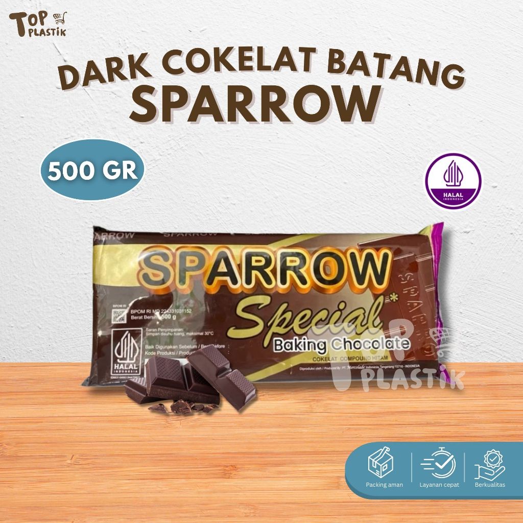 

COKELAT BATANG SPARROW 500 GR DARK CHOCOLATE Compound Coklat Block Baking