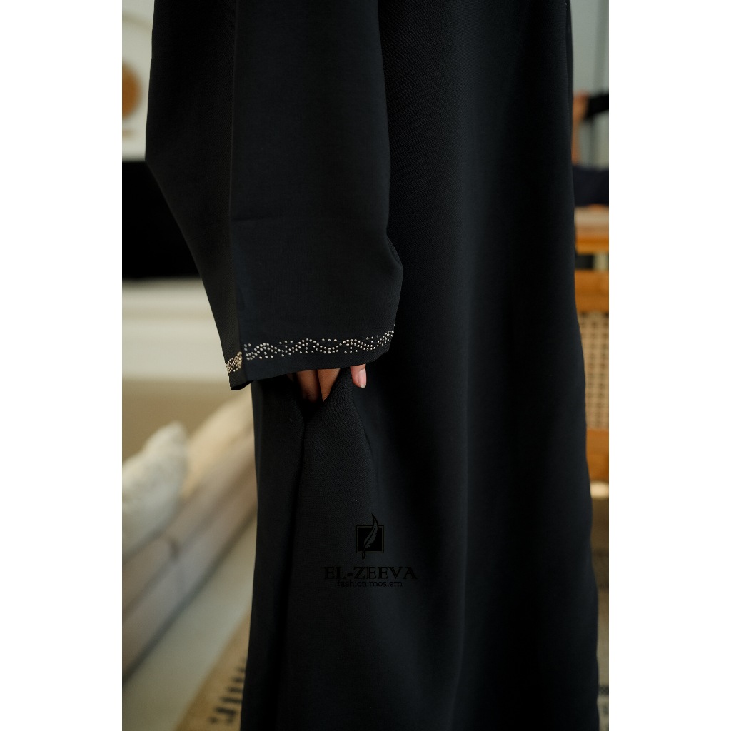 Elzeeva - Zainab Abaya // Abaya Arab Full Resleting Dengan Variasi Swarovski Di Depan Dan Tangan