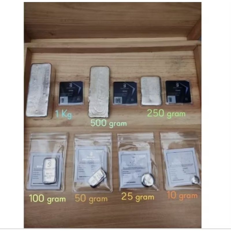 Bullionkey Perak Batangan 50 gram Cast Silver 999.9 Fine Silver BERSERTIFIKAT dan ASLI