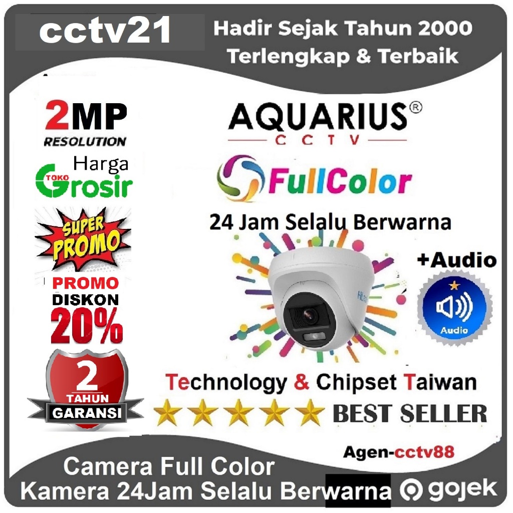 Kamera / CCTV - Camera Indoor -ColorVu+Audio-2MP AQUARIUS Full Color 24Jam Selalu Berwarna Harga Pro