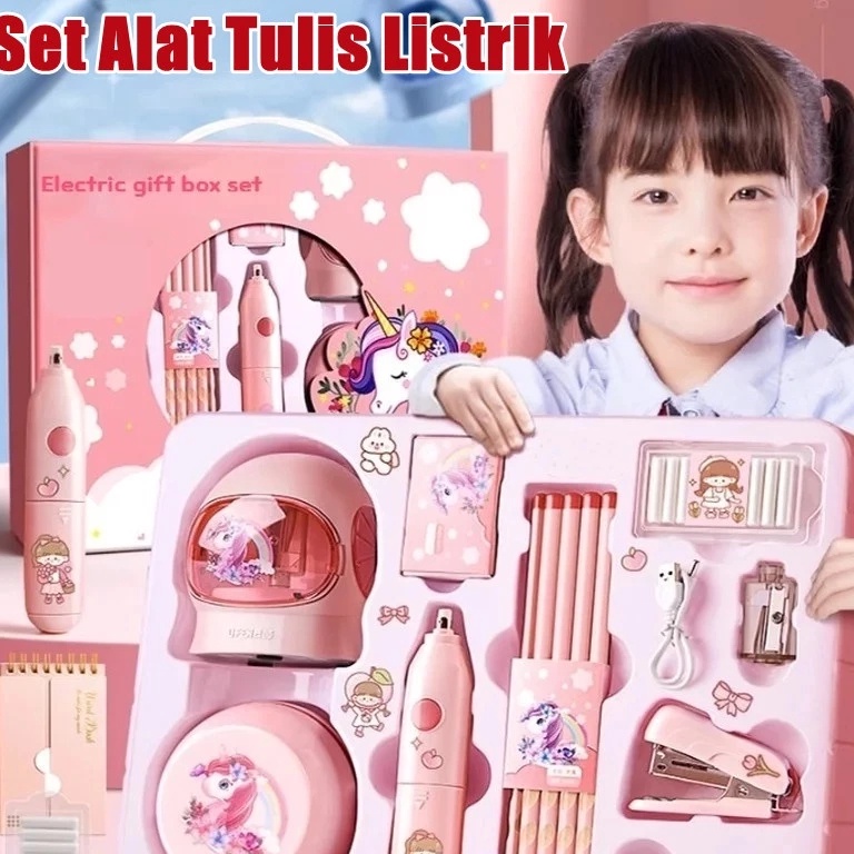 

KODE R87T 11 in 1 Alat Tulis Elektrik Rautan Penghapus Vacuum Pensil Anak Alat Perkakas Belajar Anak Perempuan Kado Electric Stationery Set