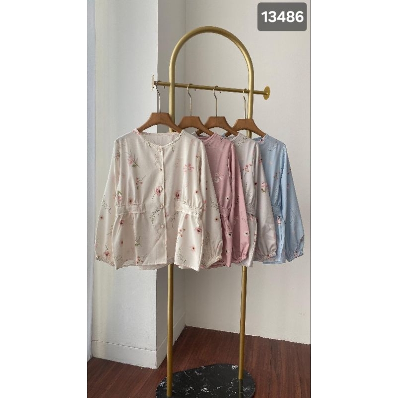 13486 Blouse Flower Material Soft Crinkle Grosir : Seri Min 4 Pcs