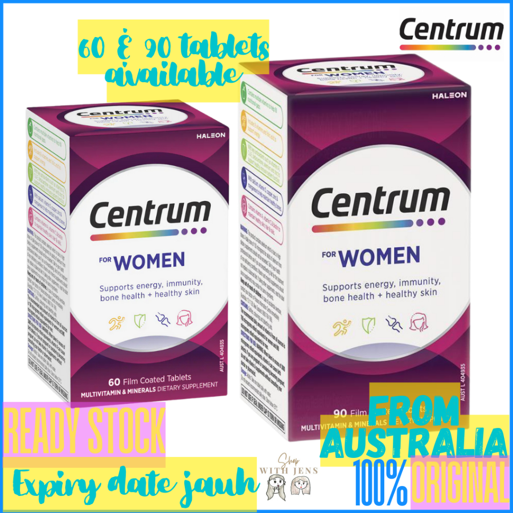 Centrum For Women Supplement Multivitamin Vitamin Wanita 60 Tablets Energi Kesehatan Tulang Kulit