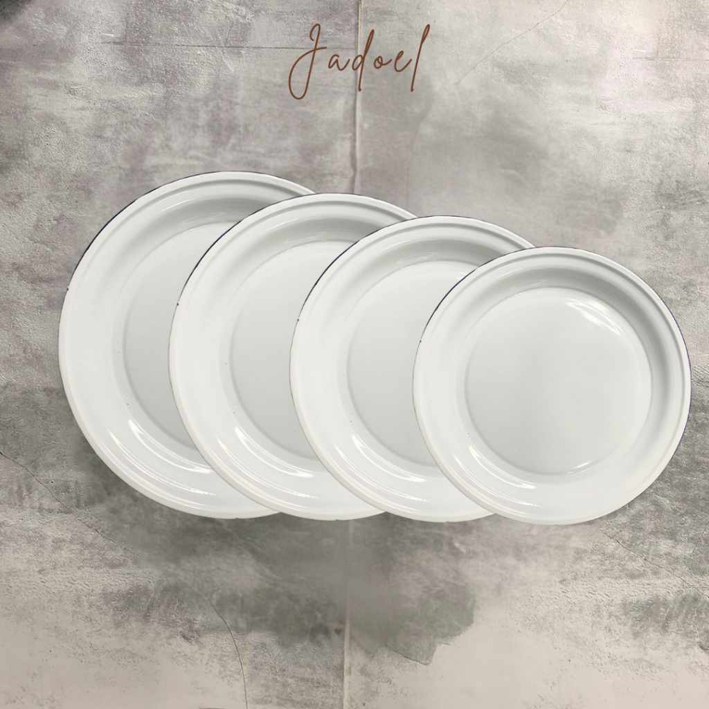 JADOEL Nampan Enamel Putih Polos Cantik Tebal (45cm/50cm/60cm/65cm)/baki bulat enamel serbaguna