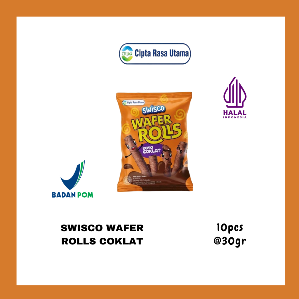 

Swisco Wafer Rolls Cokelat | 10pcs | 30gr/pcs