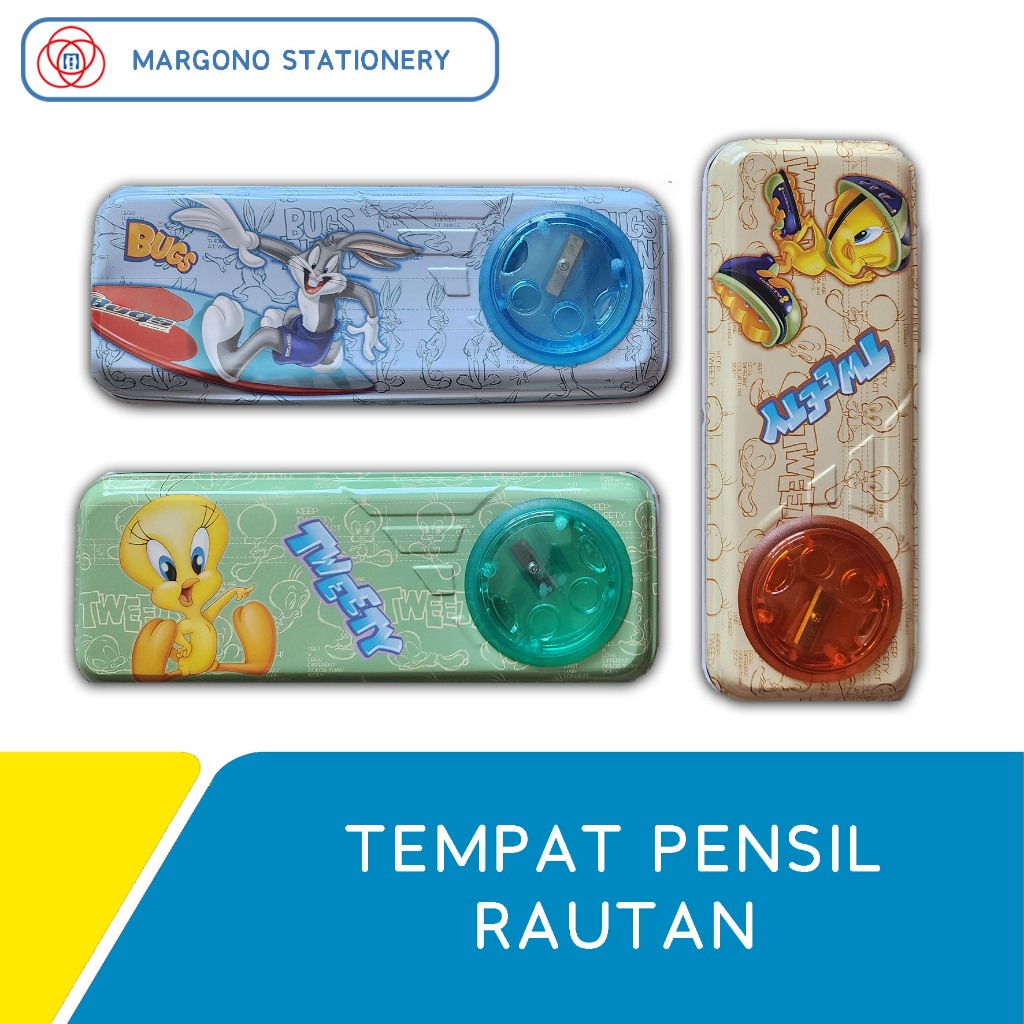 

Tempat Pensil Logam Dengan Rautan Tweety Looney Tunes | Official Licensed Pencil Case