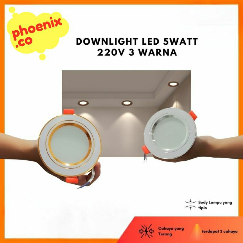 Lampu Downlight LED 5watt 220V 3 Warna