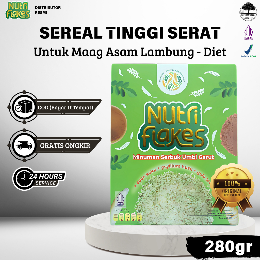 

Nutriflakes - Menu Sereal Tinggi Serat Untuk Maag Asam Lambung Bisa Untuk Diet Serbuk Umbi Garut