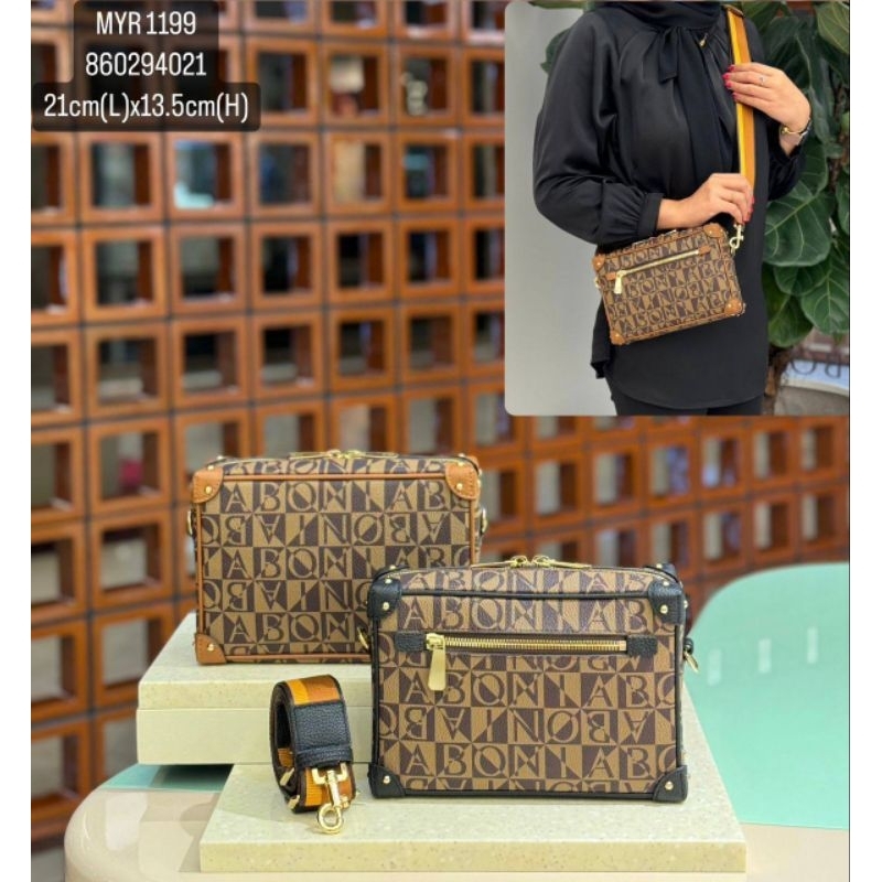 SALE tas bonia original sling camera bag monogram tali lebar new arrival