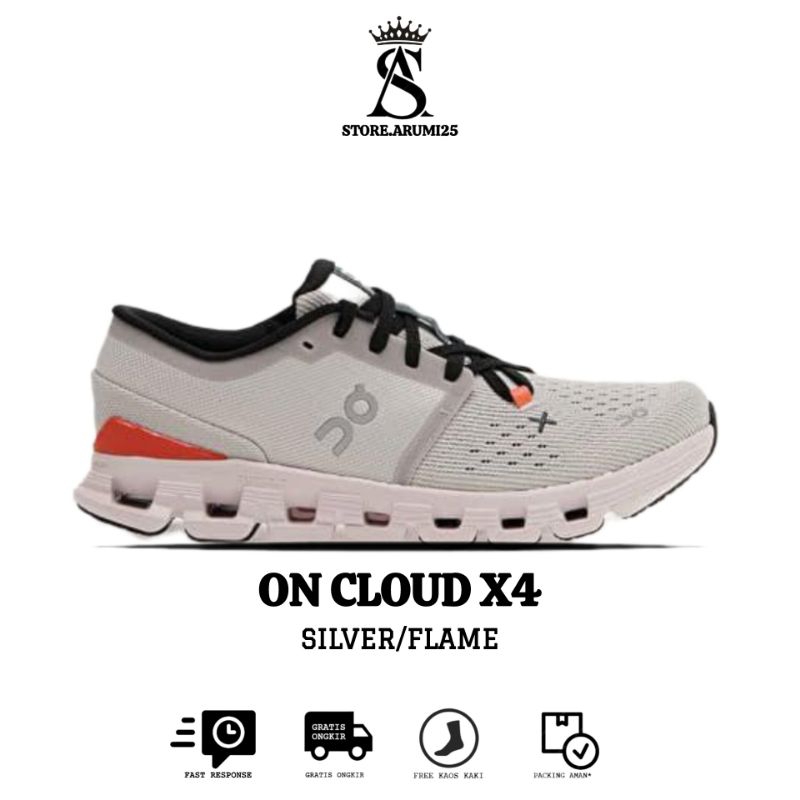 Sepatu Running Cloud X4 Silver/Flame