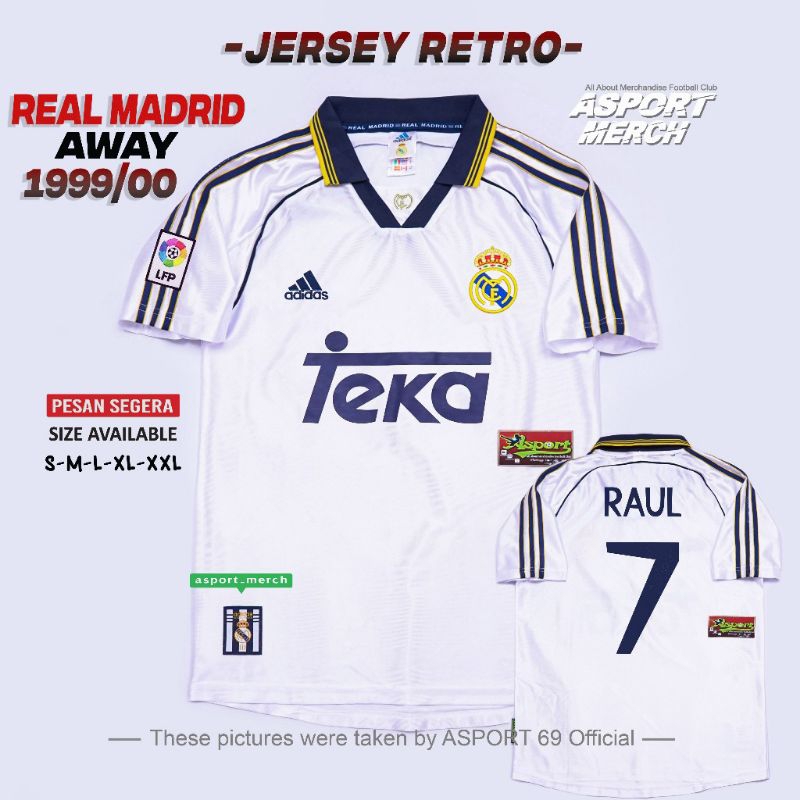 JERSEY BOLA RETRO MADRID RETRO HOME 1999 2000 JERSEY MADRID RETRO TEKA WHITE 99 2000