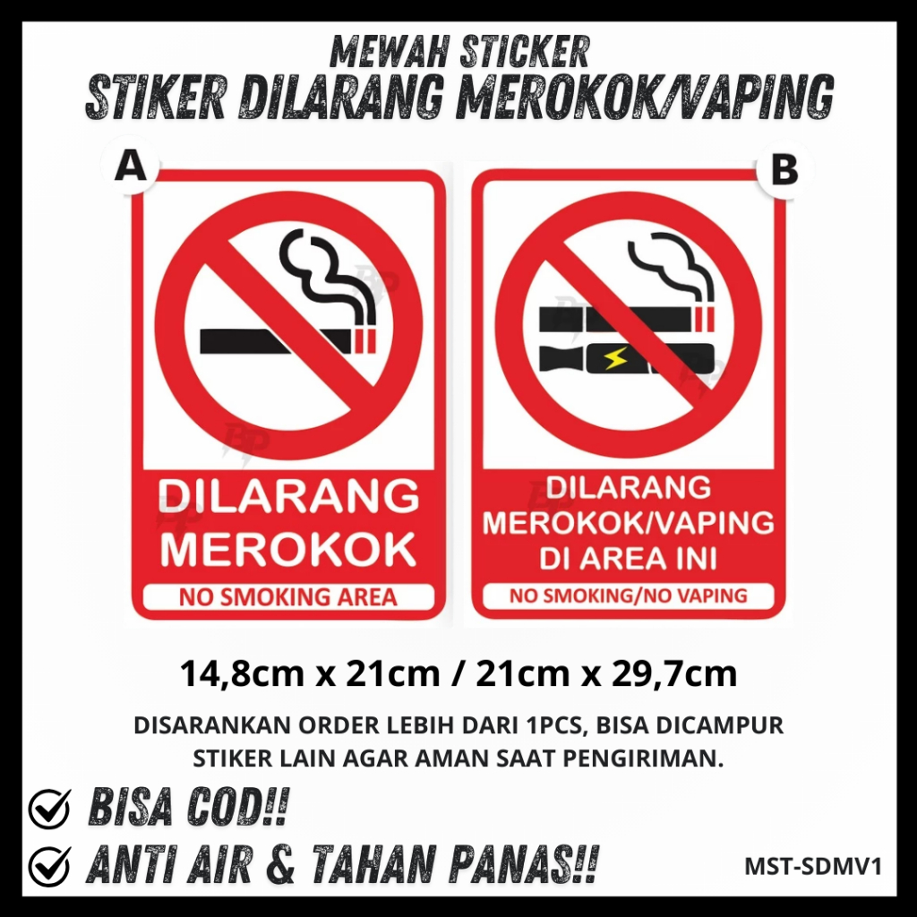 

Stiker dilarang merokok Sticker No Smoking Area Stiker Dilarang Vape Sticker No Vaping Area