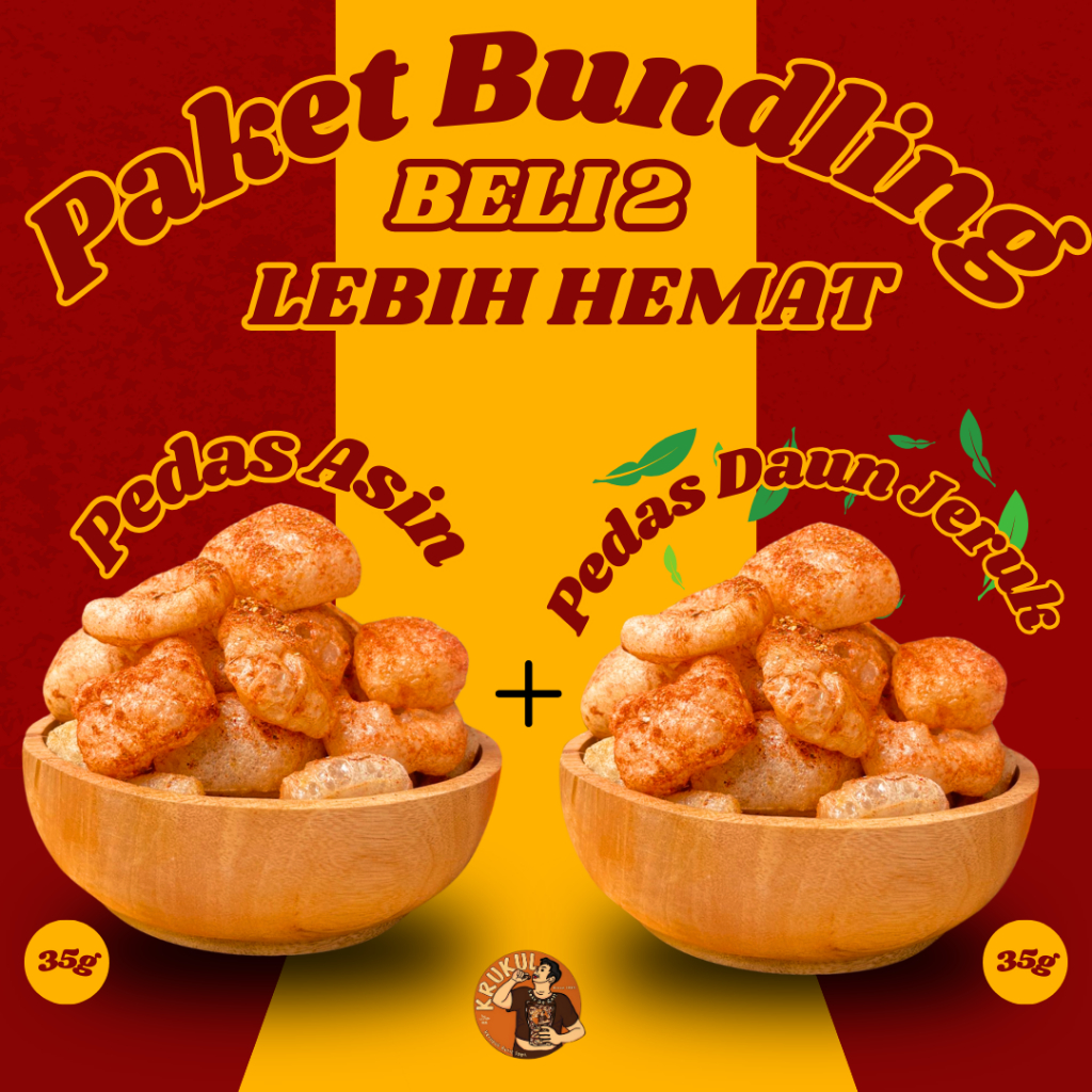 

Krupuk Kulit Krukul Pedas Asin & Pedas Daun Jeruk – Paket Bundling Beli 2 Lebih Murah Kerupuk Kulit Sapi Snack Makanan Ringan