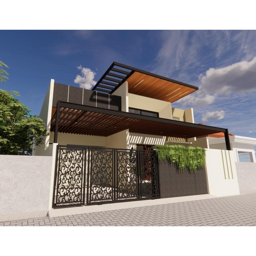 model facade rumah 2 lantai free pembangunan dan gambar 3D