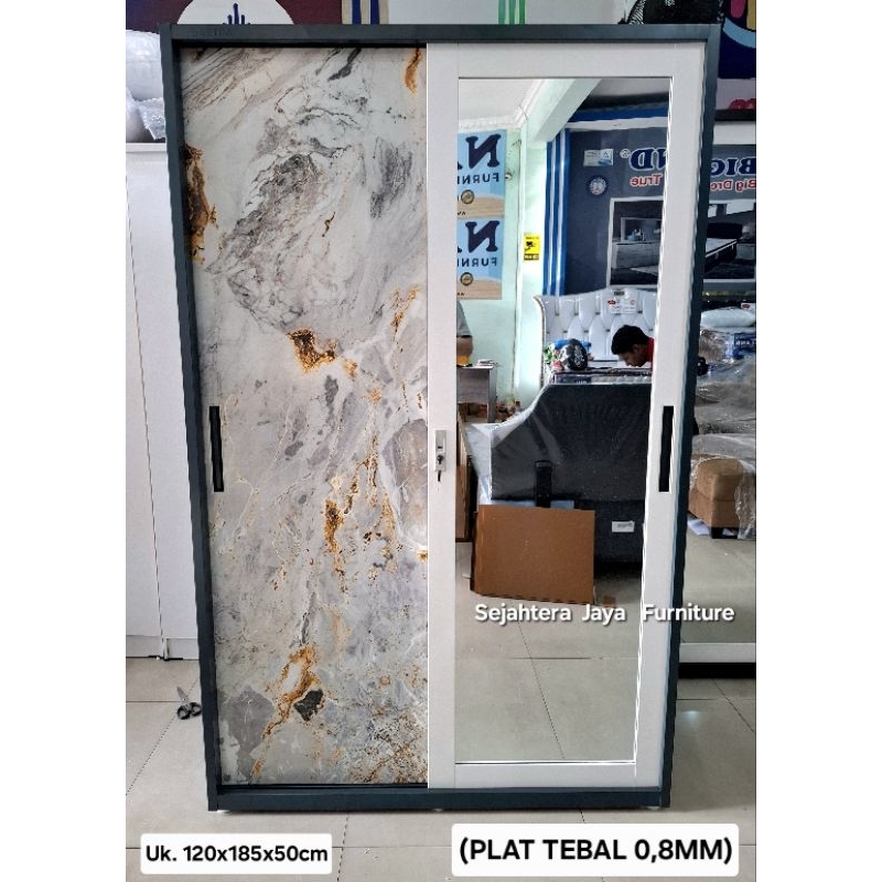 Lemari Sliding Geser Besi Lebar 120cm (PLAT TEBAL 0,8mm)