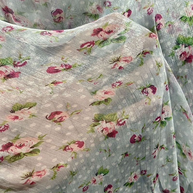 kain sifon sutra motif bunga / kain sifon salju motif bunga kecil