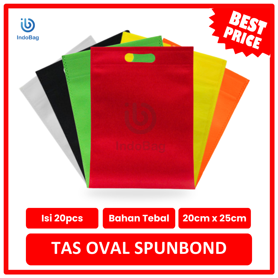 

IndoBag - TAS SPUNBOND OVAL 20x25cm SATUAN BANYAK WARNA GOODIE BAG OBAT