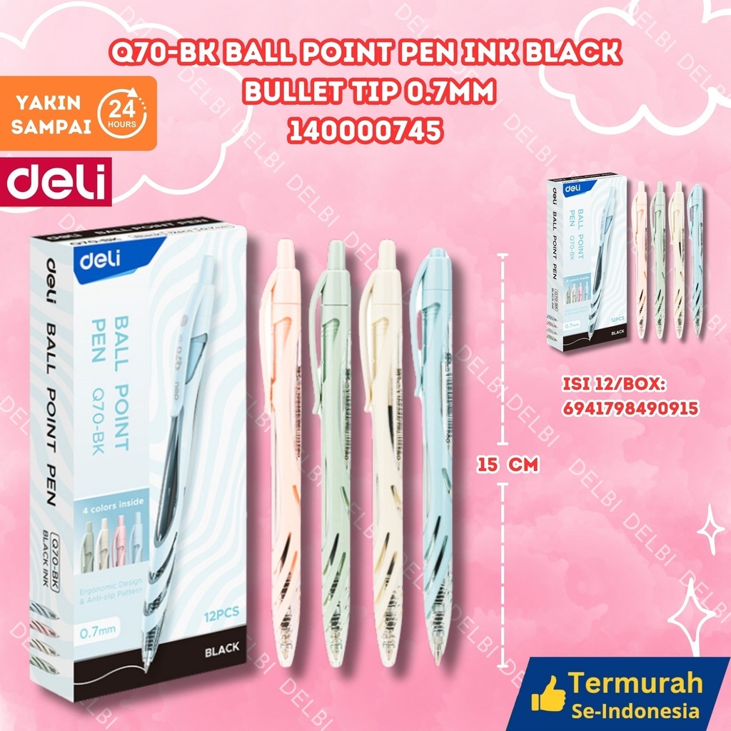 

Deli Pen Point Black Bullet Tip PULPEN HEMAT