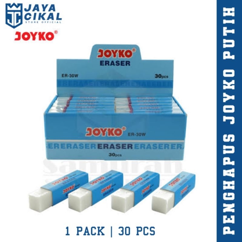 

(1 pak) Penghapus pensil Joyko besar putih 30 pcs - penghapus pensil sekolah