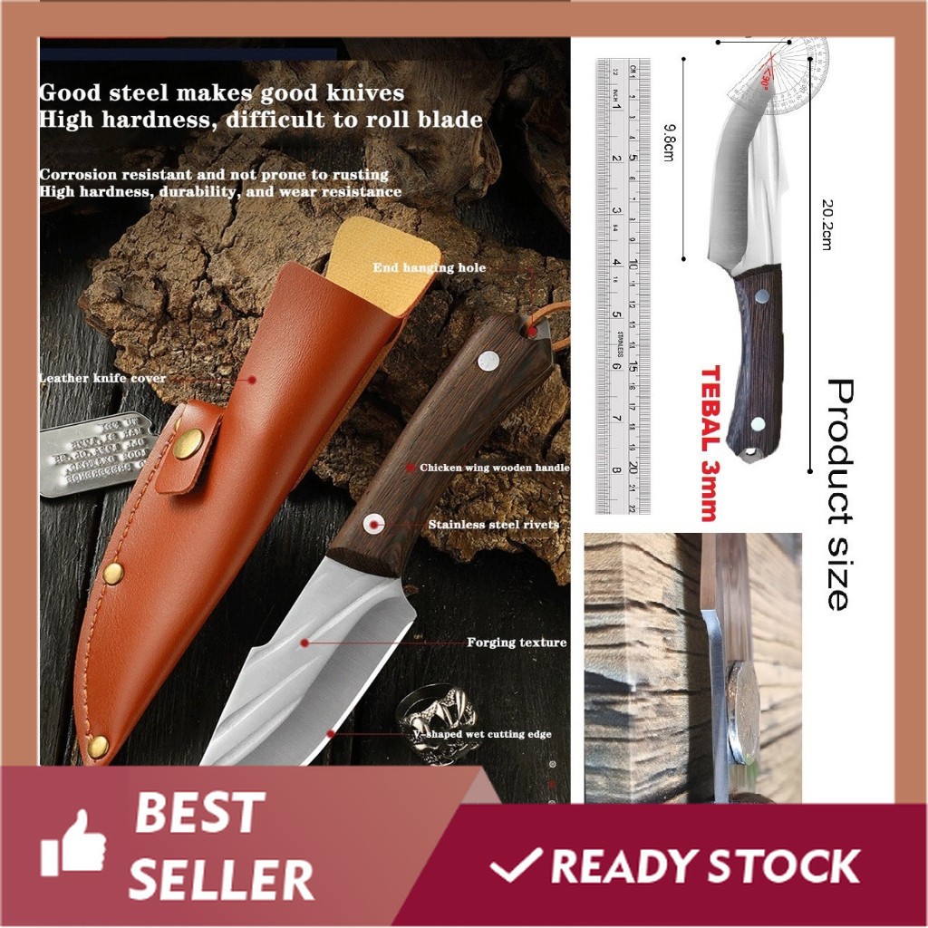 Pisau Serbaguna Kemah Outdorr Sarung Kulit / Sarung Pisau Kulit