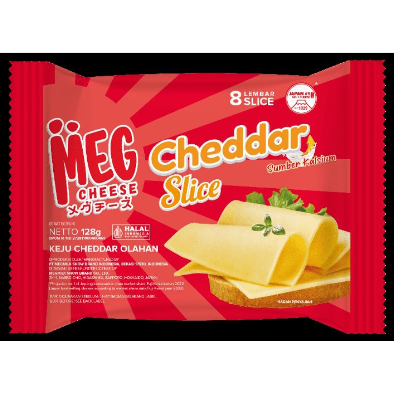 

Keju Meg Cheddar slice Merah (20 slice Repack)
