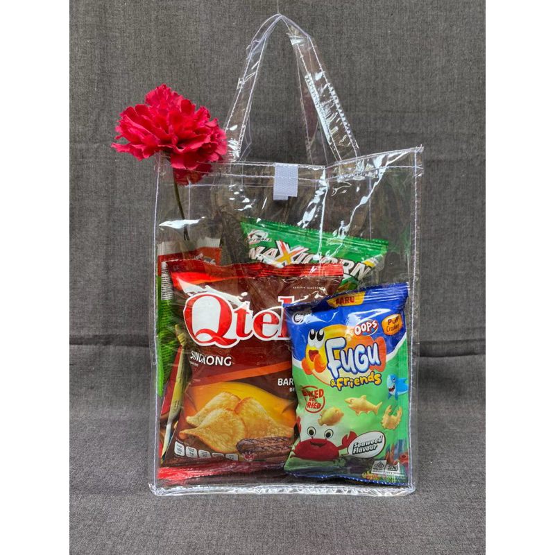 

(READY SIAP KIRIM)Tas Mika Bening Transparan UK 20x13x25/Tas Snack Ulang Tahun/Souvenir Ulang Tahun