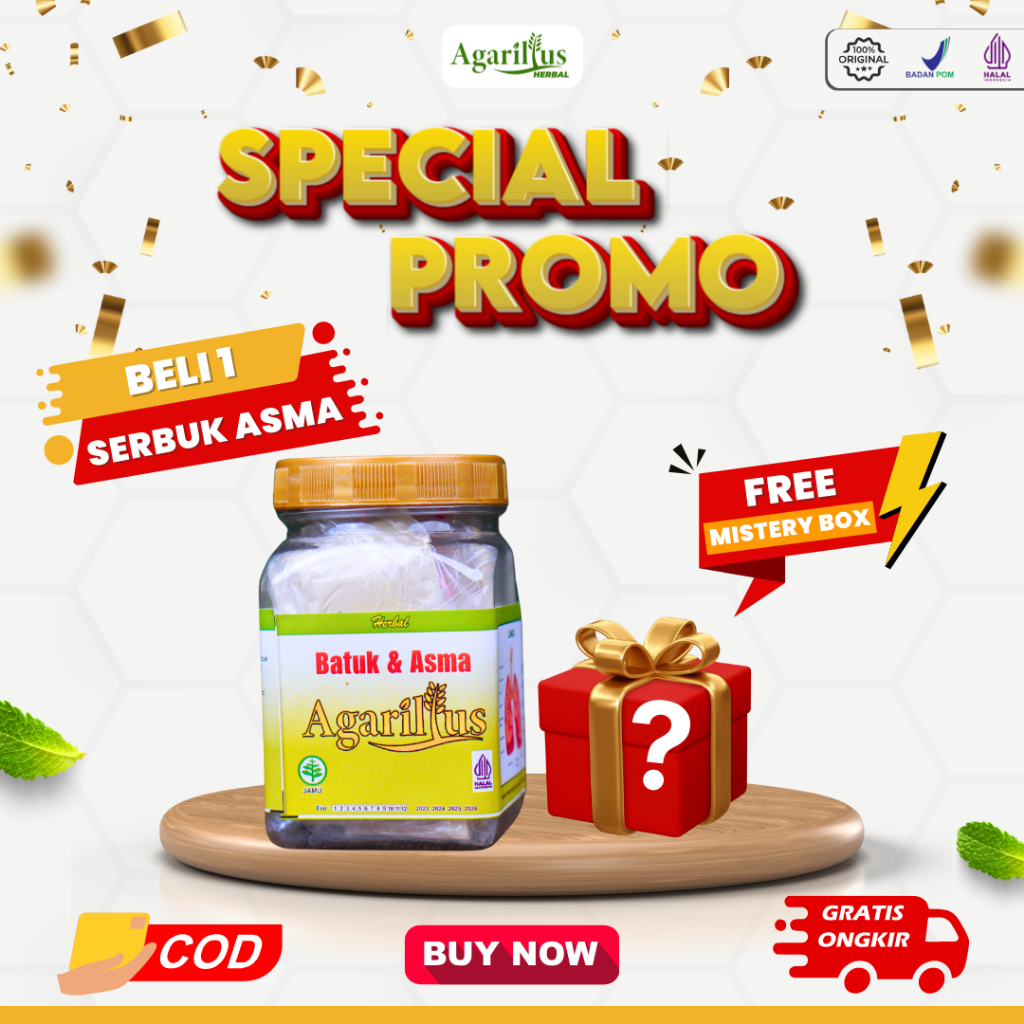 

Agarillus Bubuk Asma Promo Free Bonus Herbal Asma Sesak Nafas dan Batuk 100% Herbal Original