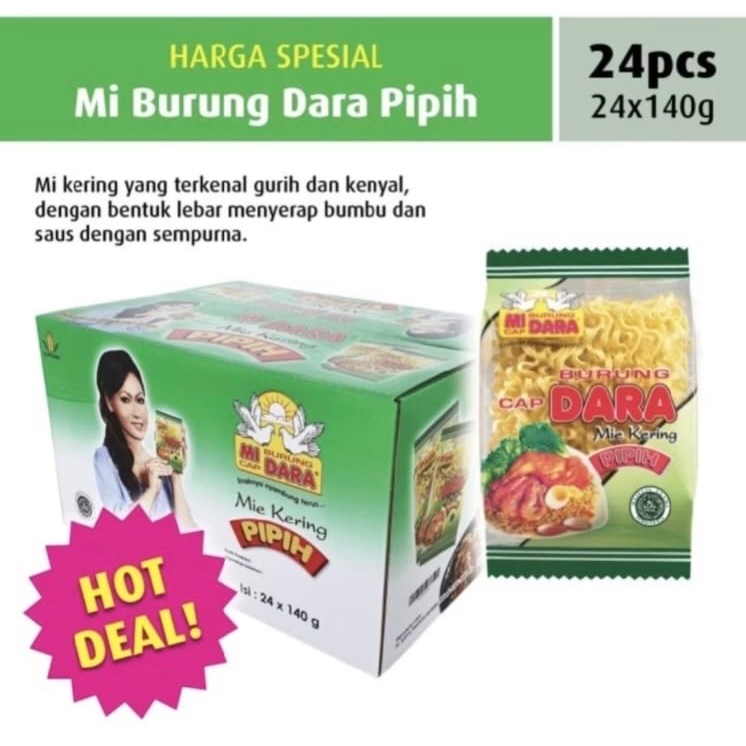 Mi / Mie Burung Dara Kering Pipih Inul isi 24 pcs x 140gr 1 Dus/Karton