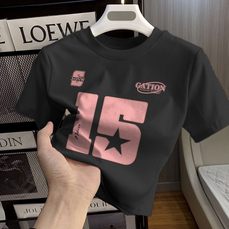 DSSTORY Crop Top y2k Kaos Wanita Lengan Pendek Kekinian Terbaru Pink NO.15 Baju Crop Top Korea Style