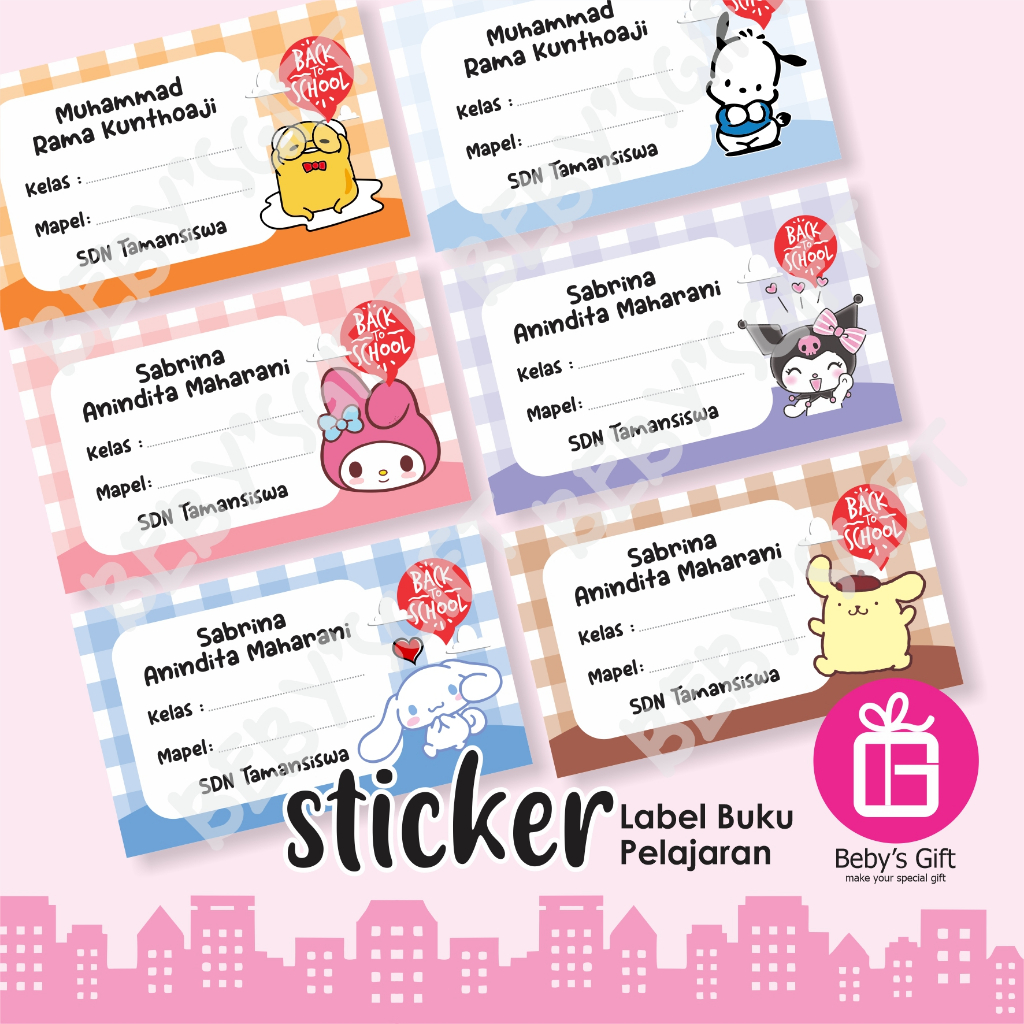 

Sticker Buku Pelajaran Tema Kartun Sanrio Melody Cinnamoroll Kuromi Custom Nama Stiker Mapel Sekolah