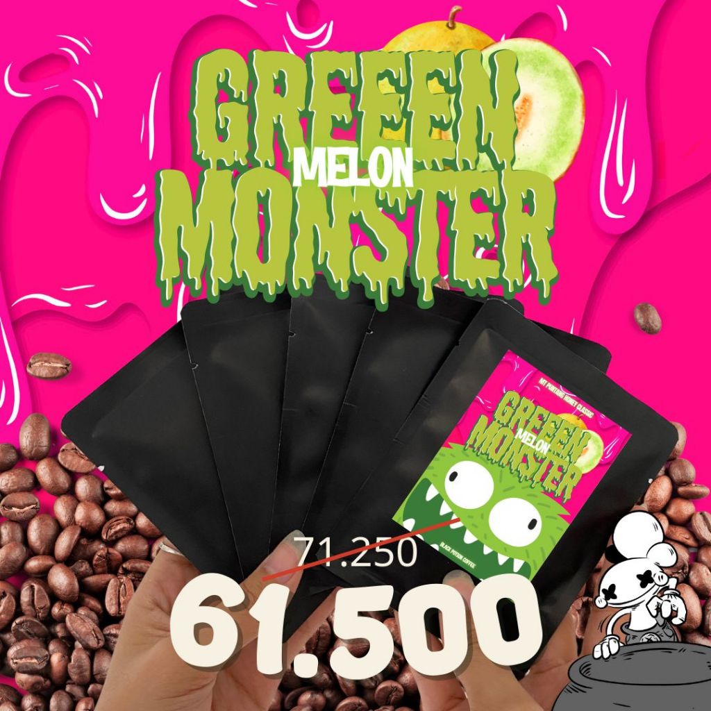 

Green Melon Monster 5pcs Drip Bag Coffee instant filter kopi Bubuk By Black Potion Roastery