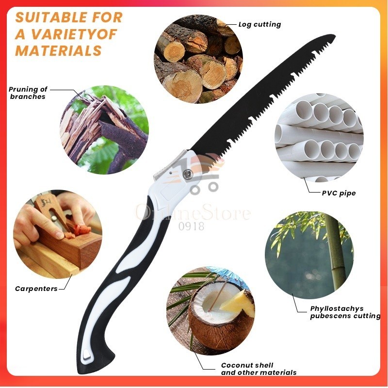 OS -J307- Gergaji Lipat Portabel Folding Wood Hand Saw 210 mm - Gergaji Pohon Genggam - Gergaji Lipa