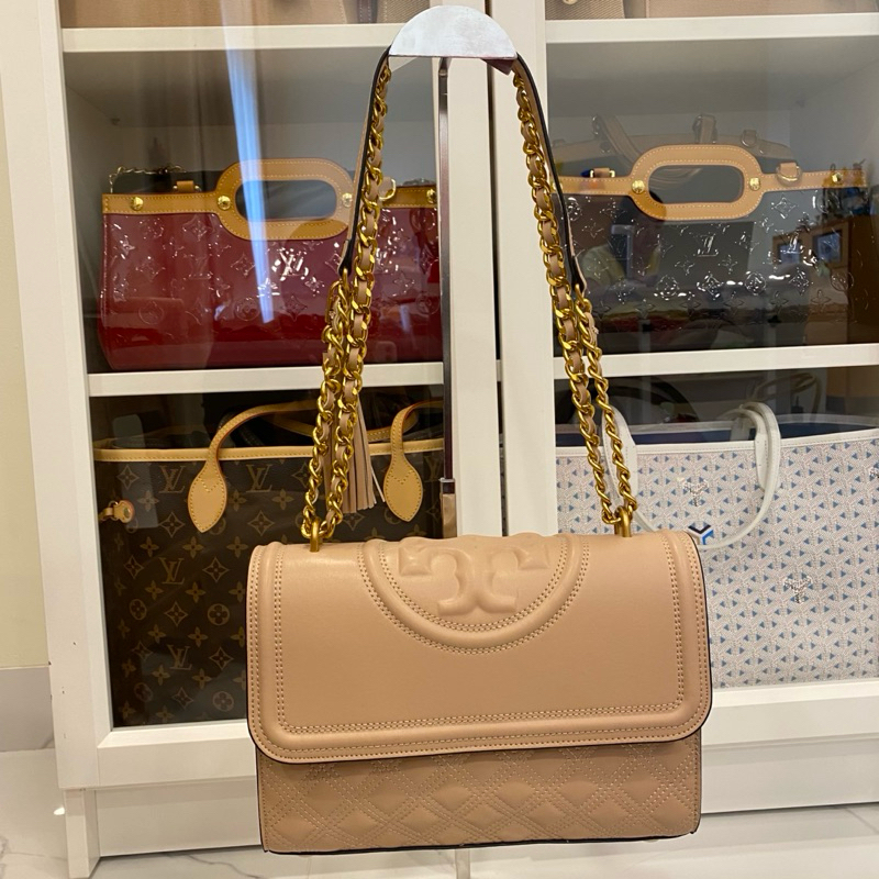 Tory Burch Fleming Convertible Shoulder Bag – nude - Chic & Elegant - Semi Mirror