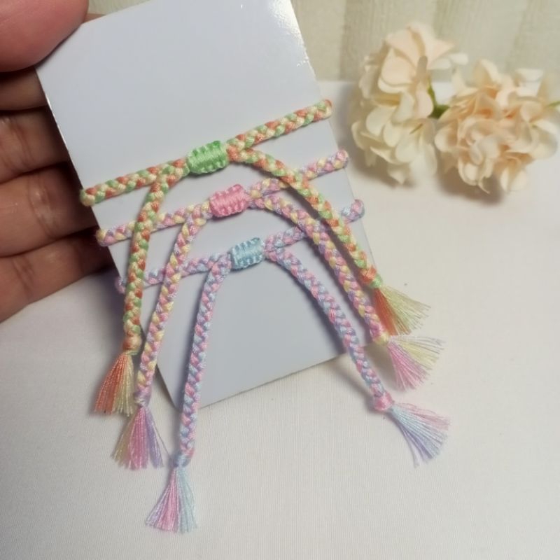 Gelang Serut Warna Pastel ( Gelang tali / Gelang Kepang / Gelang tangan / Aksesoris )