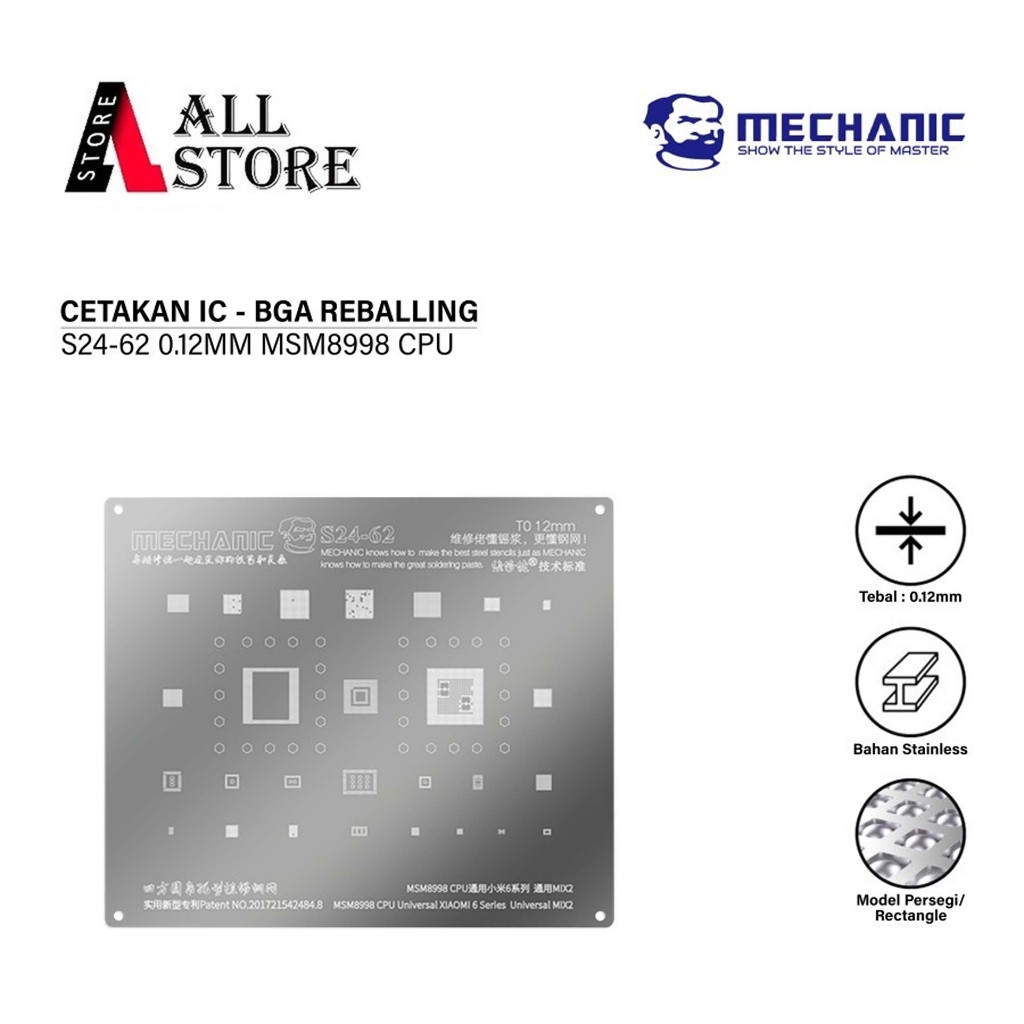 MECHANIC S24-62 CETAKAN IC 0.12MM MSM8998 CPU Universal For Xiaomi 6 Series Universal MIX2 ORIGINAL