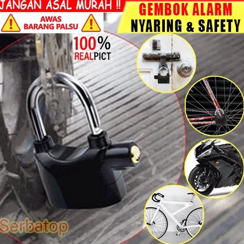 Gembok Alarm Anti Maling Anti Pencuri Ring Panjang Pengaman Motor Alarm gembok motor anti maling ala
