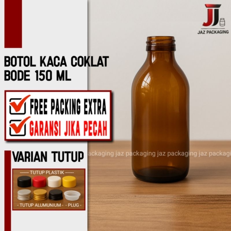 botol kaca amber 150ml / botol amber 150ml / botol coklat 150ml / botol kaca 150 ml / botol sirup 15