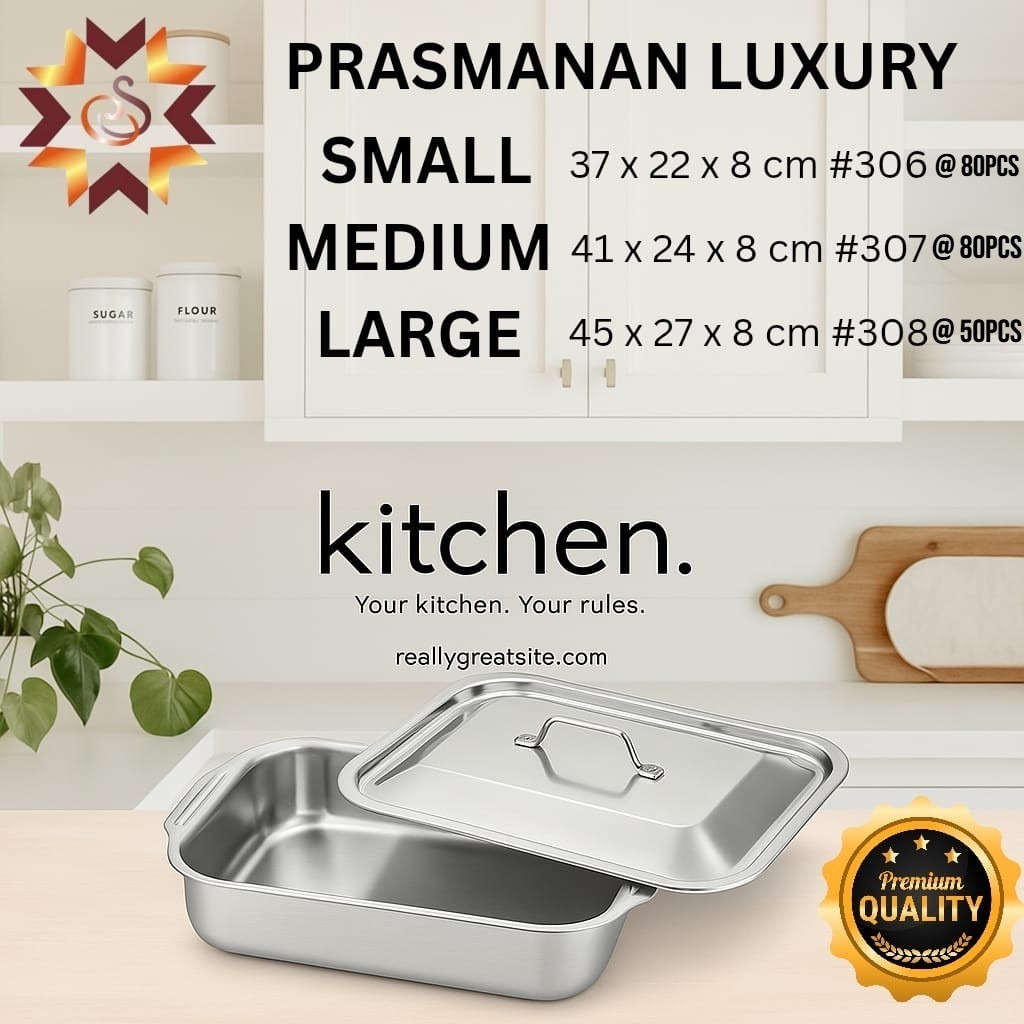 Promo 1Set Nampan Prasmanan Stainless Tebal Premium / Tempat Makanan Nasi Lauk Sayur / Wadah Saji /