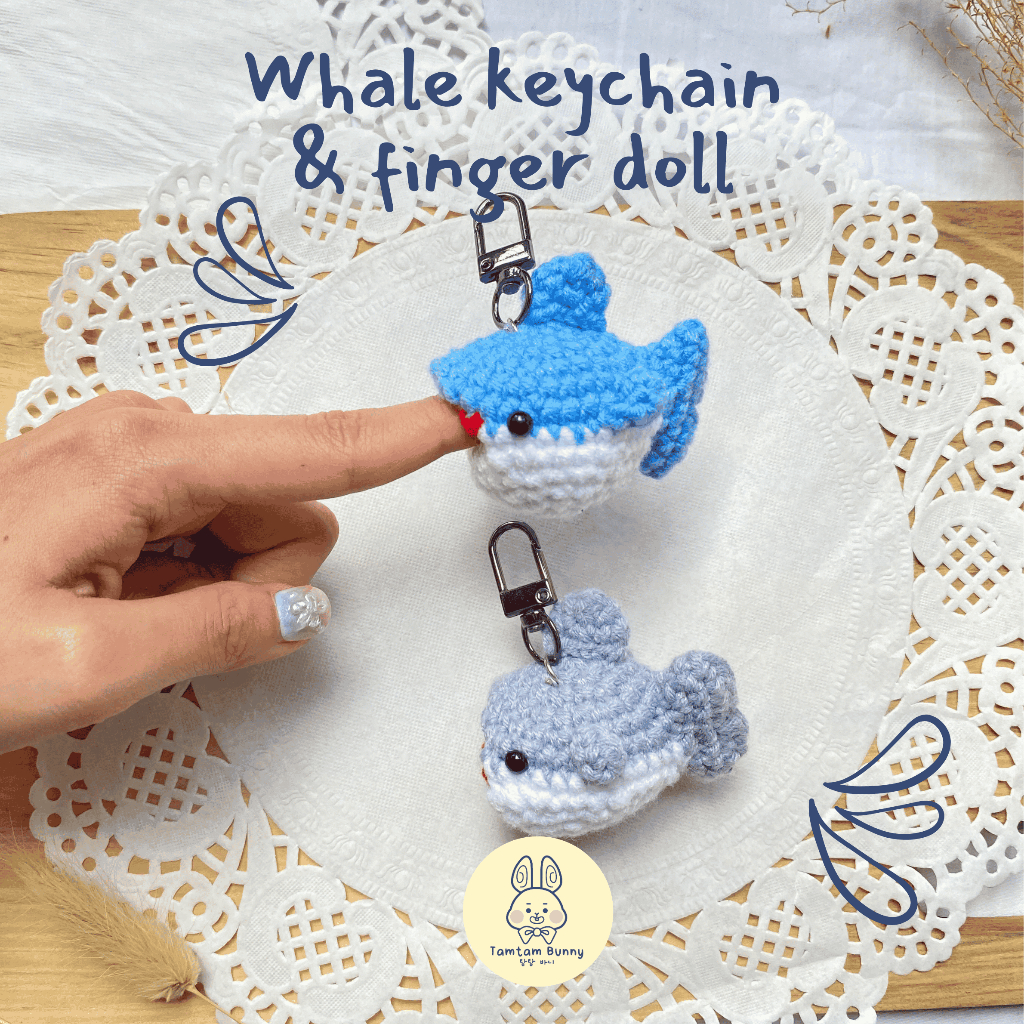 Gantungan Kunci Boneka Rajut Hiu Paus Keychain Lucu Ganci Amigurumi Ikan paus / hiu