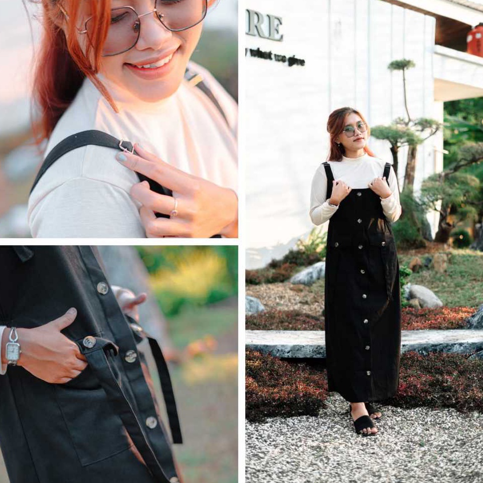 Overall Rok Kodok Cargo Inara Dress Remaja Dan Dewasa Kain Katun Street LD 11 Cm Panjang 125 Cm KODE